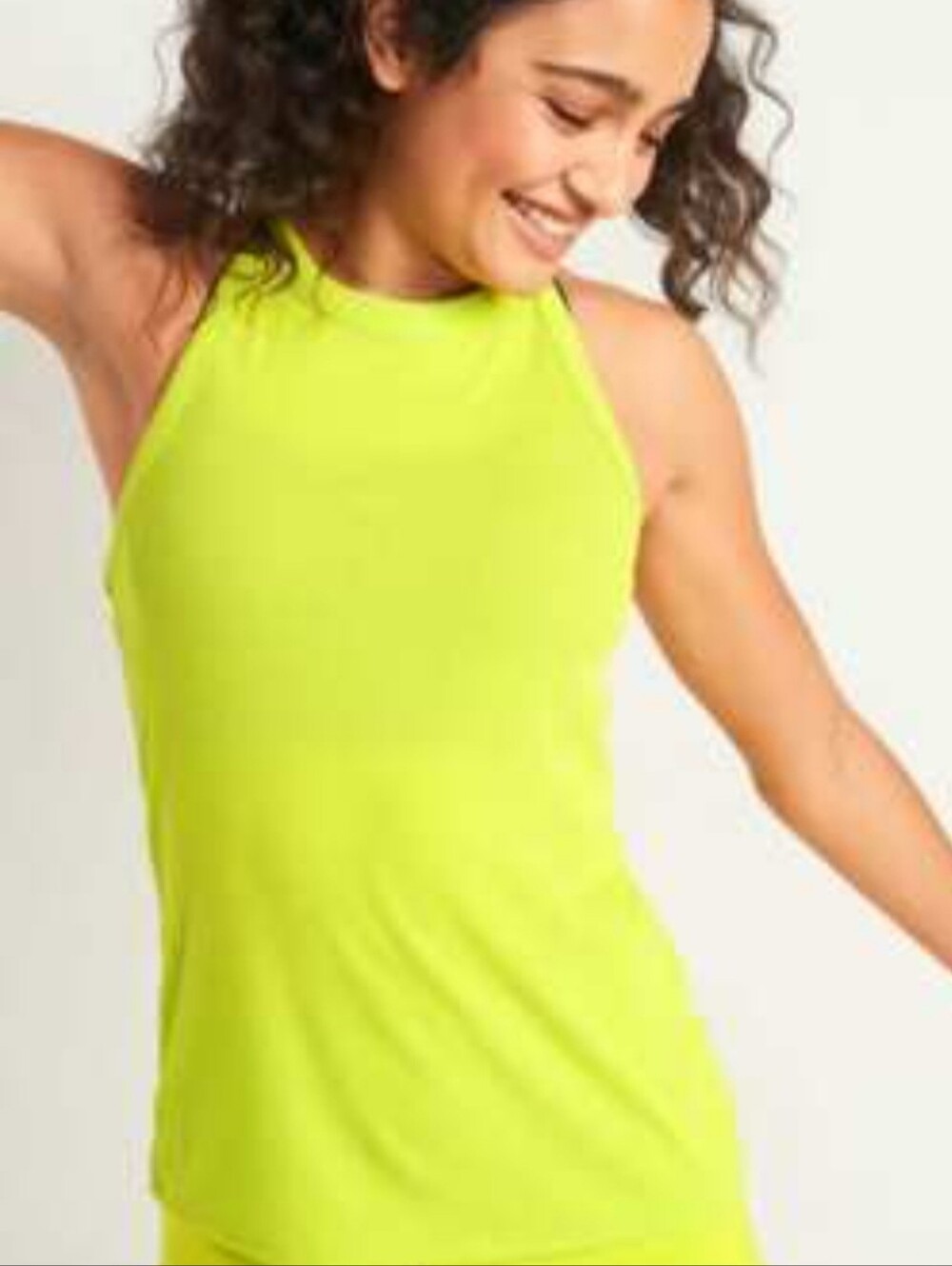 Old Navy Women's UltraLite Rib-Knit Racerback Out On A Lime Tank Top Size Medium